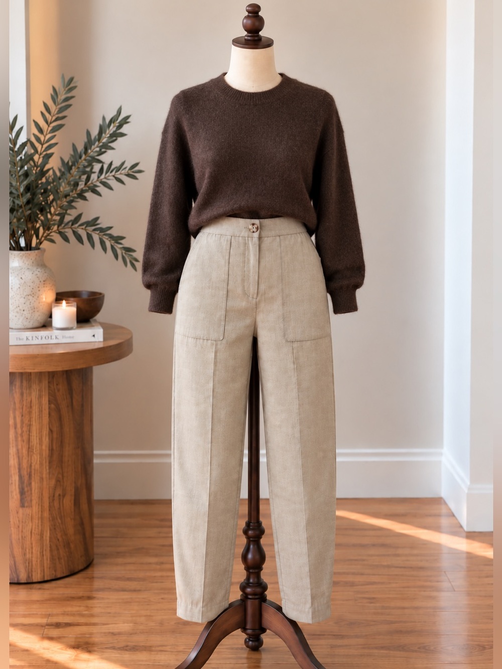 Autres Filles Beige Barrel Leg Utility Pants S Quiet Luxury Minimalist